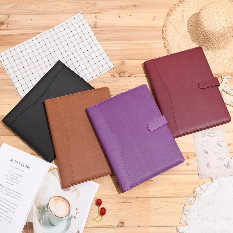 WONDERPOOL A4 PU Leather Portfolio Holder Ring File Document Case with Removable Binder Clipboard, Multi Pocket and Legal Pad for Business Organizer Interview and Meeting (Purple) - Image 4